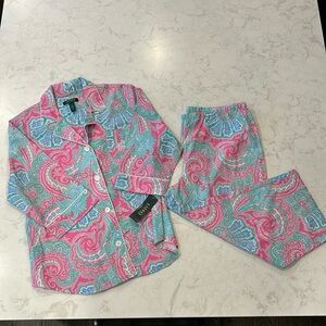 Ralph Lauren 2 Piece Pajama Set Anguilla Woven’s Size XL Women’s Cotton PJ’s